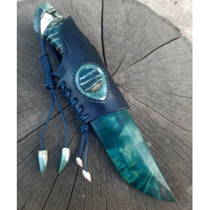 МОРСЬКА ХВИЛЯ ІІ ніж ручної роботи майстра студії Павла Гончаренка,Сталь - мозаічний дамаск (ХВГ+у10а+нікель. Photo 2